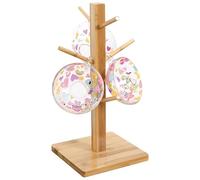 KYYGKY Porte-Gobelet à Café avec 6 Crochets, Arbre à Tasses à Café, Porte Tasse en Bois, Support de Tasse Mug, Support de Tasse à Café, Support Tasse a Cafe Suspendu pour Comptoir Cuisine (Carré)