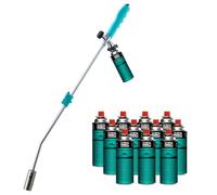 KZ GARDEN - Désherbeur Thermique + 12 cartouches Gaz Butane - Brûleur de Mauvaises Herbes sans Produits Chimiques 1300°C - Allumage Piezo - Multi-usage (Barbecue/Cheminée/Glace)