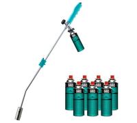 KZ GARDEN - Désherbeur Thermique Butane Gaz Professionnel 1300°C - 8 Cartouches Incluses - Brûleur Herbes Écologique Multi-usage (Allume-feu Barbecue/Cheminée, Dégivrage)