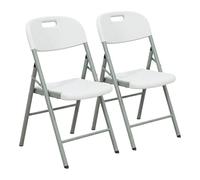 KZ GARDEN - Lot de 2 Chaises Pliantes Blanches Plastique renforcé Chaise Camping Terrasse Réceptions