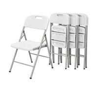 KZ GARDEN - Lot de 4 Chaises Pliantes Blanches Plastique renforcé Chaise d'appoint Intérieur/Extérieur Jardin Réception