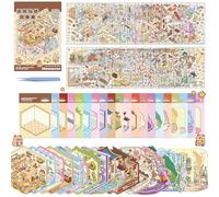 KZARYVEXIS 20 Thèmes Autocollants 3D pour Maison,3D Stickers Scènes Miniature,Cadeau DIY Amusant et Adorable pour Enfants et Adultes,Avec Pincette ( jaune , 20×15.7×1cm)