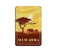 KZIWQ Affiche de voyage vintage en métal du parc national Kruger en Afrique du Sud, panneau en étain, pour pub, club, café, bar, décoration murale, affiche rétro, 15 x 30 cm