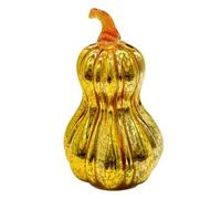 KzW783 Lampe citrouille en verre avec minuteur, avec 10 guirlandes lumineuses à l'intérieur, fonctionne à piles, idéale pour Halloween, l'automne, Thanksgiving, la décoration de Noël (doré) KzW783