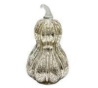 KzW783 Lampe citrouille en verre avec minuteur, avec 10 guirlandes lumineuses à l'intérieur, fonctionne à piles, idéale pour Halloween, l'automne, Thanksgiving, la décoration de Noël (doré) KzW783