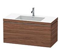 Duravit Ensemble suspendu L‑Cube c‑bonded LC6918O2121, 1 tiroir, 1 trou – Décor noyer foncé