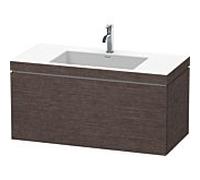 Duravit L-Cube c-bonded Ensemble suspendu, 1 tiroir, sans trop-plein, 1 trou pour robinet, 1000x500x480mm, LC6918O7272, Couleur: placage en chêne véritable brossé foncé