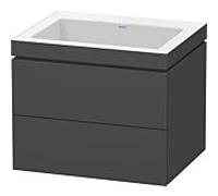 L-Cube Duravit vasque LC6926N4949 60 x 48 cm, sans trou pour robinet, graphite mat, 2 tiroirs