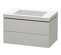 L-Cube Duravit vasque LC6927N0707 80 x 48 cm, sans trou pour robinet, gris béton mat, 2 tiroirs