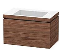 L-Cube Duravit vasque LC6927N2121 80 x 48 cm, sans trou pour robinet, noyer foncé, 2 tiroirs