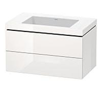 L-Cube Duravit vasque LC6927N2222 80 x 48 cm, sans trou pour robinetterie, blanc brillant, 2 tiroirs