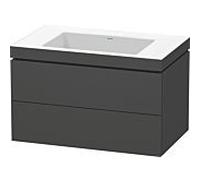 L-Cube Duravit vasque LC6927N4949 80 x 48 cm, sans trou pour robinet, graphite mat, 2 tiroirs