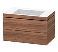 L-Cube Duravit vasque LC6927N7979 80 x 48 cm, sans trou pour robinet, noyer naturel, 2 tiroirs