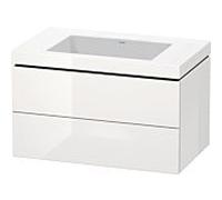 L-Cube Duravit vasque LC6927N8585 80 x 48 cm, sans trou pour robinetterie, blanc brillant, 2 tiroirs