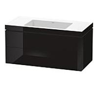 L-Cube Duravit vasque LC6928N4040 100 x 48 cm, sans trou pour robinet, noir brillant, 2 tiroirs
