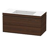 L-Cube Duravit vasque LC6928N6969 100 x 48 cm, sans trou pour robinet, noyer brossé, 2 tiroirs