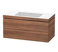 L-Cube Duravit vasque LC6928N7979 100 x 48 cm, sans trou pour robinet, noyer naturel, 2 tiroirs