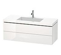 L-Cube Duravit vasque LC6929N2222 120 x 48 cm, sans trou pour robinetterie, blanc brillant, 2 tiroirs