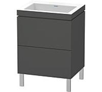 Duravit Meuble sous lavabo L-Cube LC6936N4949 60×48 cm 2 tiroirs sans trou pour robinet Graphite mat