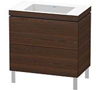 Duravit Meuble avec vasque L-Cube LC6937N6969, 2 tiroirs, 80×48 cm, sans trop-plein, noyer brossé