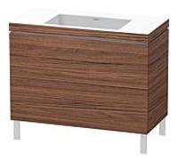 L-Cube Duravit vasque LC6938N2121 100 x 48 cm, sans trou pour robinetterie, noyer foncé, 2 coulissants, au sol