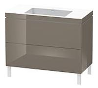 Duravit Meuble L-Cube LC6938N8989 100x48 cm gris flanelle 2 coulissants sans trou pour robinet