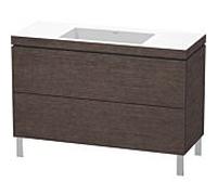L-Cube Duravit vasque LC6939N7272 120 x 48 cm, sans trou pour robinet, chêne foncé brossé, 2 coulissants, sur pied