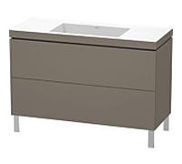 L-Cube Duravit vasque LC6939N9090 120 x 48 cm, sans trou pour robinet, flanelle gris soie mat, 2 coulissants, au sol