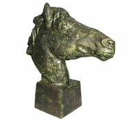 L_heritier_du_temps Statue tête de cheval en fonte - Vert