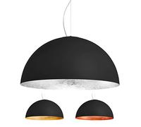 L+, lustre cuisine moderne, chambre à coucher, Lustre salon suspendu, en métal, forme demi-sphère (Noir/Argent)