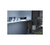 L&S Étagère Murale LED en Verre Paris - Longueur : 462 mm - avec capteur et poignée intégrée - Blanc Neutre 4000 K - 12 V - 6 W - Verre en Aluminium - Effet Acier Inoxydable