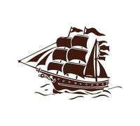 l Sticker mural en vinyle amovible en forme de bateau à voile, style océan et mer, décoration d'intérieur, bateau pirate-S-29x42cm-Coffee