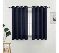 L.Z.E Cortinas opacas Azul Marino, Cortina Corta Con ojales, juego de 2 cortinas translúcidas Para dormitorio, Sala, cocina, 145 cm de Largo, translúcido liso