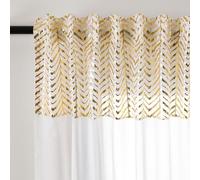 L.Z.E Rideaux Voilages de Noël Dorés et Blancs pour le Salon 274 cm de Long et Tentures à Plis Crayon et à Pochettes pour la Chambre à Coucher Extra Longue Fenêtre Transparente Avec Embrasses Lot de 2