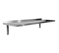 L2G - Etagère Murale Pleine - Construction INOX - Dosseret Arrière 30 mm - Consoles Tubulaires Soudées en Tube 25 x 25 mm - L.1200 x l.300 mm - Hauteur Totale 250 mm