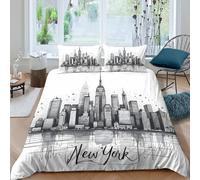 L5Y7U8B3 Parure de lit New York ado déco Chambre Urbaine | Doux, Résistant à la Décoloration, Fermeture Éclair Cachée, Respirant, Lavable en Machine, Utilisation Single（140x200cm）