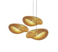L6NqIAG Suspension en Bambou tissé à la Main 38 cm Lampe de Plafond Suspendue Lustre Luminaire Rotin Artisanat Tissé Décoration de Chambre à Coucher Suspension Bambou