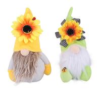 LA BAIESO 2 PièCes SéRies GNOME de Tournesol Gnomes D'éTé Plaid GNOME de Tournesol Ornements DéCor de Tournesol
