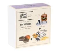 LA BONNE GRAINE - 1 Coupe-frites - 1 presse steak haché - 4 moules à pain burger GOBEL - 29 x 14 x 29 cm - Fabriqué en France