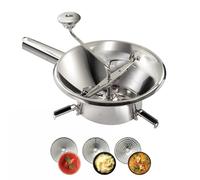 La Bonne Graine - Moulin à légumes, presse-purée inox manuel - 3 grilles | Coulis, compotes, soupes, purées ; 3 grilles 1,5/2,5/4mm, inox résistant, facile à nettoyer ; 38x24x16,5cm, peu encombrant