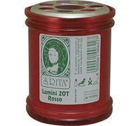 La Briantina Cire votivo Cimitero 20T S. Rita, en paraffine, rouge, 8 x Ø 6,5 cm
