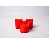 La Briantina Lot de 3 ampoules votives en cire blanche de paraffine, récipient rouge, h6 x ø5 cm, durée 20 heures environ, LUM06222A