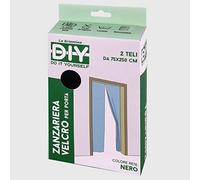 La Briantina Moustiquaire pour Porte avec Velcro adhésif, Couleur Noire, 2 Toiles de 75 x 250 cm, découpables