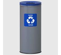 La Briantina Poubelle en acier pour collecte différenciée, capacité 45 litres Ø 30 x H69 cm, couleur bleu collection papier