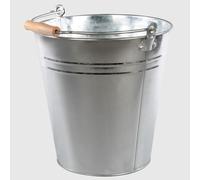 La Briantina Seau en Fer galvanisé 12 l avec poignée en Bois - Seau Multifonction pour Nettoyage, Jardinage, cheminée et décoration