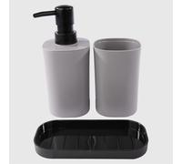 La Briantina Set de Salle de Bain 3 pièces - Distributeur de Savon, gobelet Porte-Brosse à Dents et Porte-Savon - Design Minimaliste, élégant et Polyvalent - 15 x 7,5 x 17,5 cm