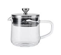 La Cafetière Théière 2 tasses/55ml avec couvercle, infuseur de thé en verre résistant à la chaleur avec filtre en acier inoxydable intégré pour les feuilles de thé et les infusions de café moulu