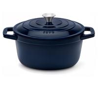 La cocotte à braiser ALMA22 de la série Fonderie 1890, en fonte émaillée, de 22 cm de diamètre, d'une capacité de 3,3 litres, de couleur bleu marine