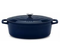 La cocotte à braiser Runder Schmortopf ALMA36 de la marque Fonderie 1890, en fonte émaillée, de 36 cm de diamètre, d'une capacité de 7,7 litres, de couleur bleu marine