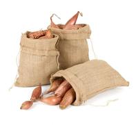 La Cordeline 3 SacsRangement Toile Jute 21x25cm Réutilisable, Sac légumes, stockage ail, échalottes